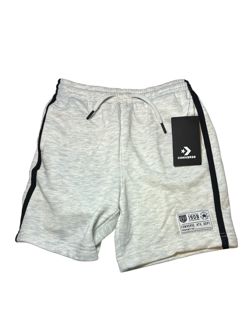 Converse kids Heather Gray Athletic Shorts with Black Side Stripe sz 7 boys new